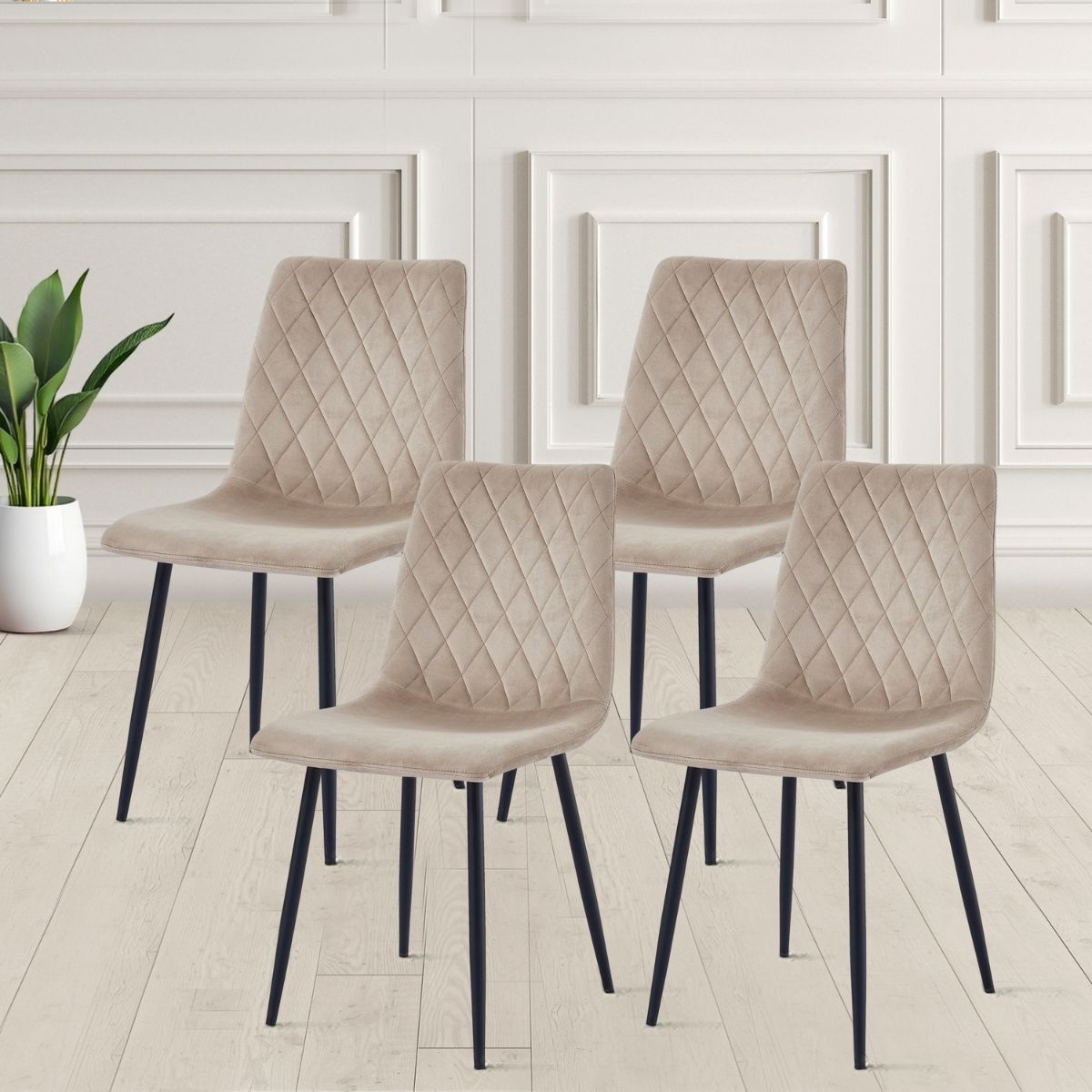 Lina® Elisia Eetkamerstoel - Beige - Set van 4