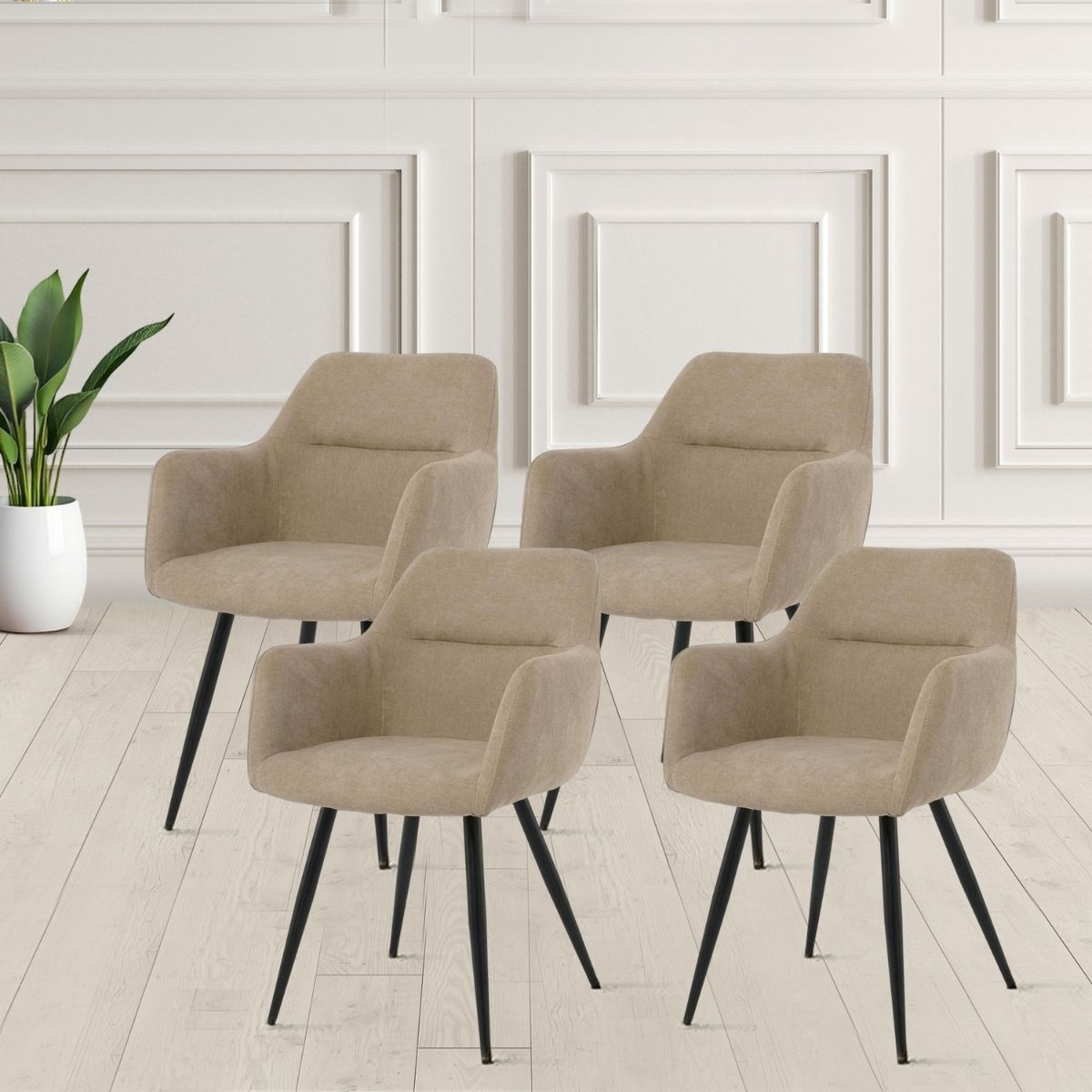 Lina® Nova Eetkamerstoel - Beige - Set van 4