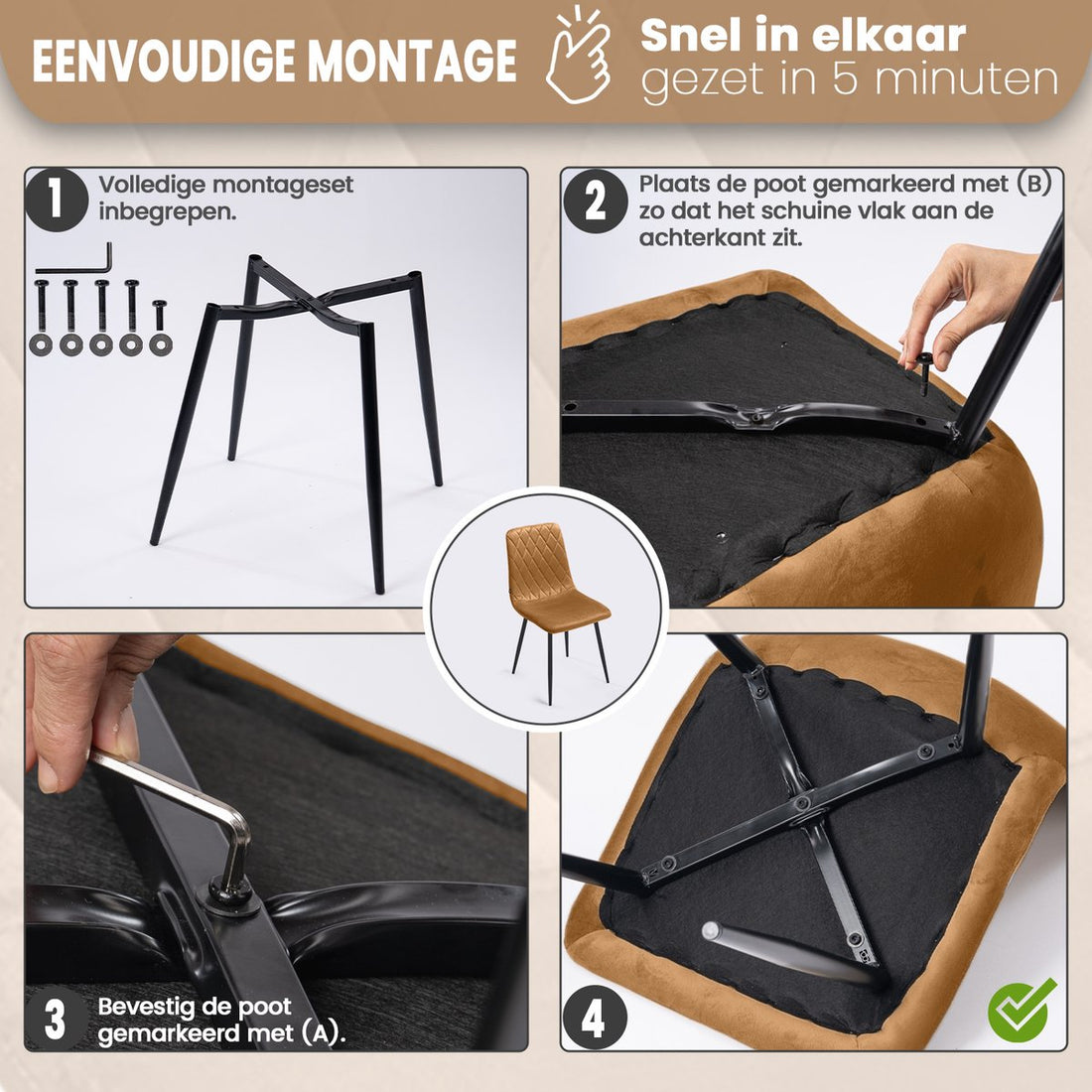 Lina® Elisia Eetkamerstoel - Okergeel