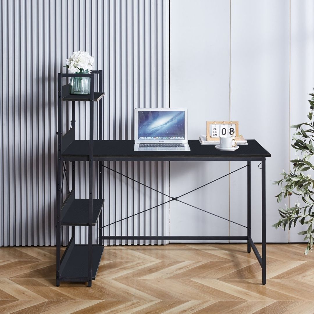 Lina® Computertafel Met Planken - Zwart