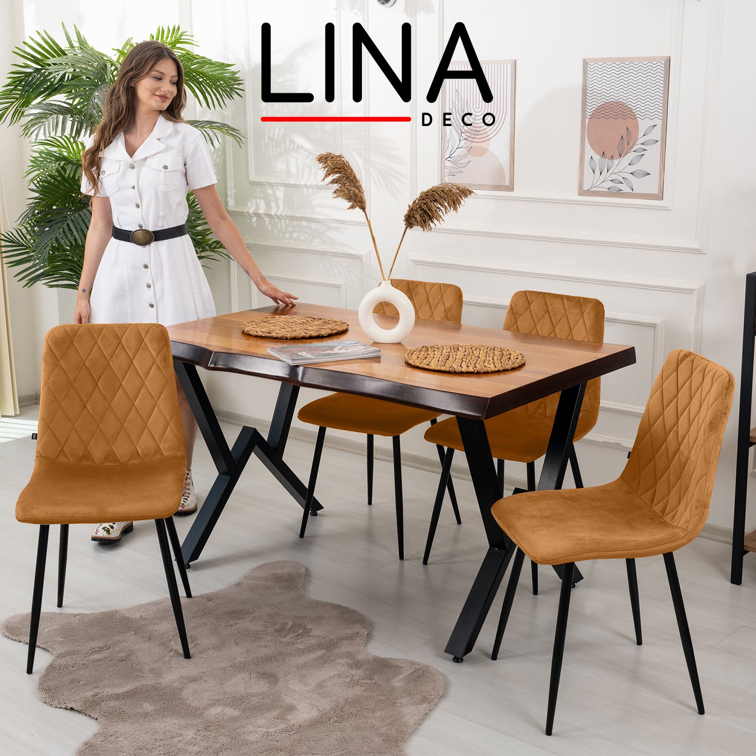 Lina® Elisia Eetkamerstoel - Okergeel