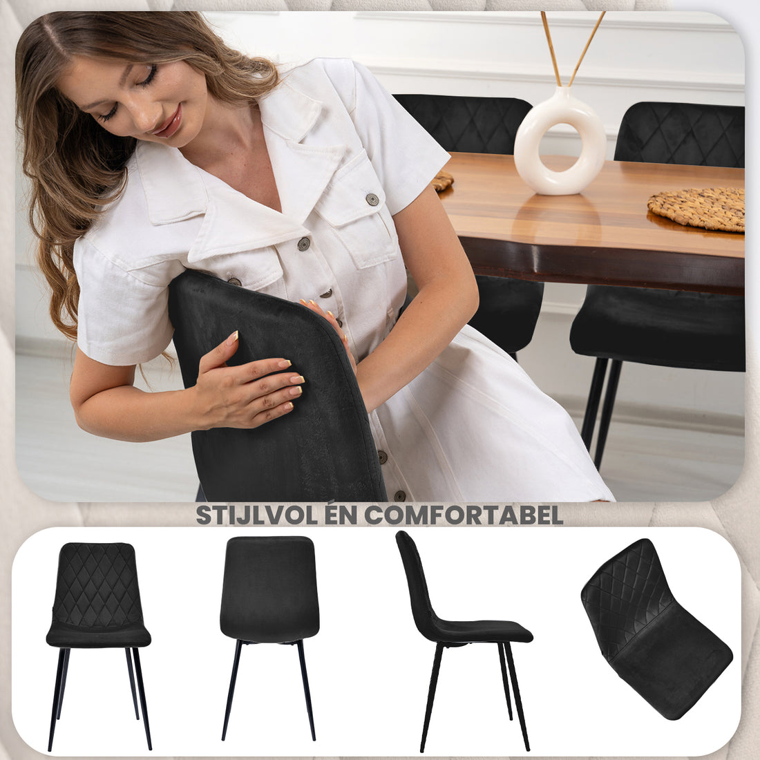 Lina® Elisia Eetkamerstoel - Zwart