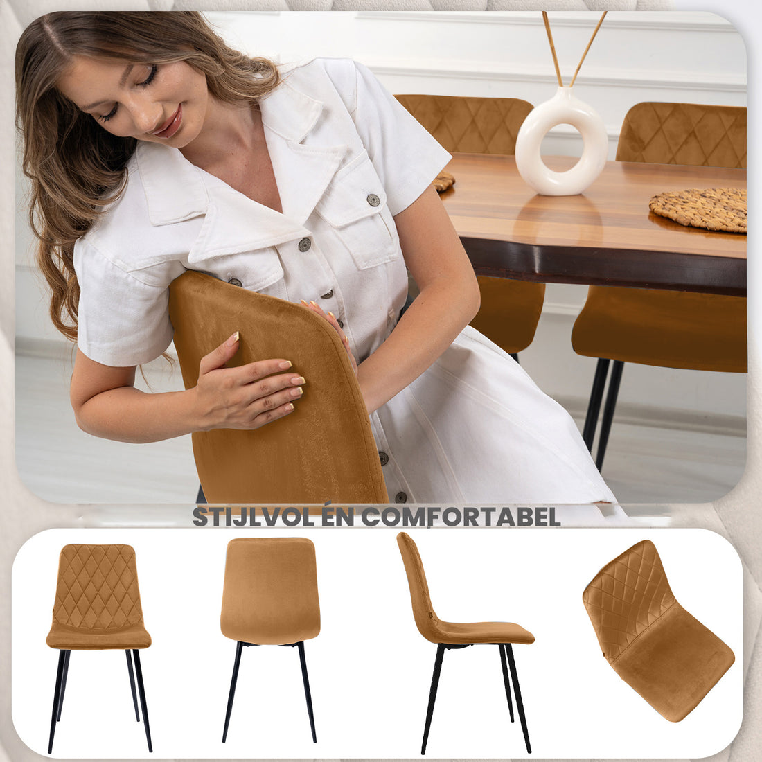 Lina® Elisia Eetkamerstoel - Okergeel