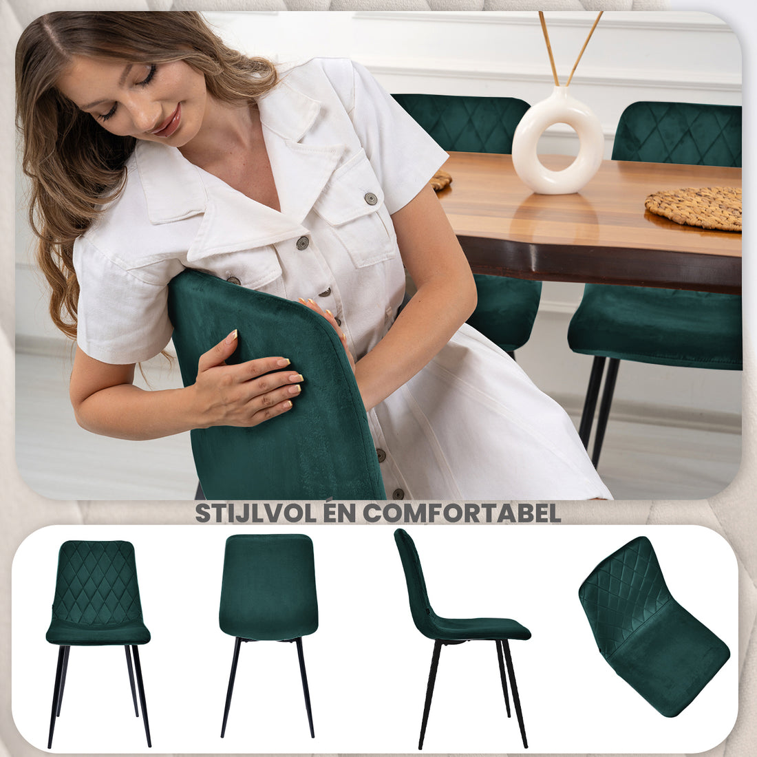 Lina® Elisia Eetkamerstoel - Groen