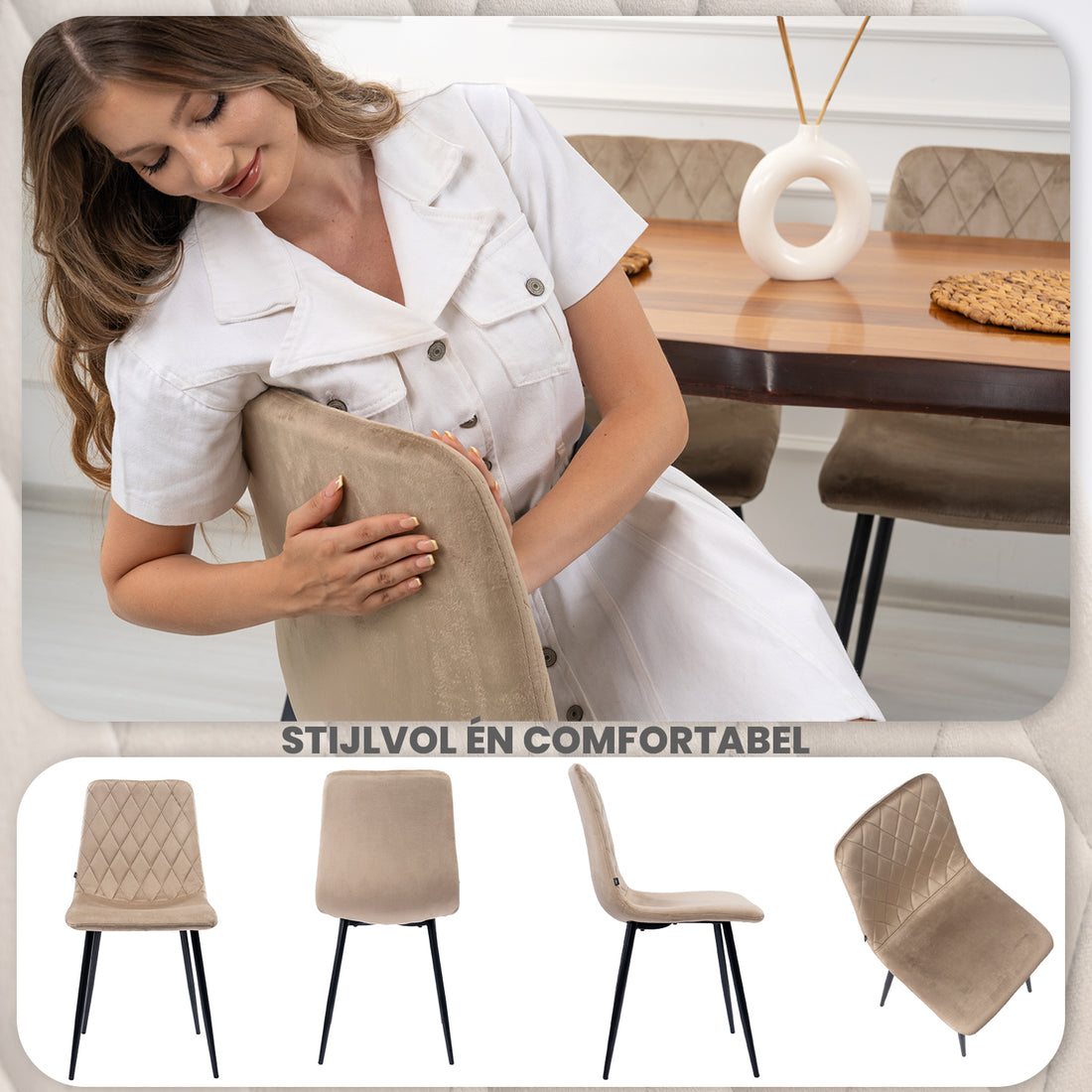 Lina® Elisia Eetkamerstoel - Beige