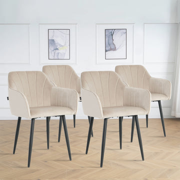 Lina® Rio Eetkamerstoel - Beige - Set van 4