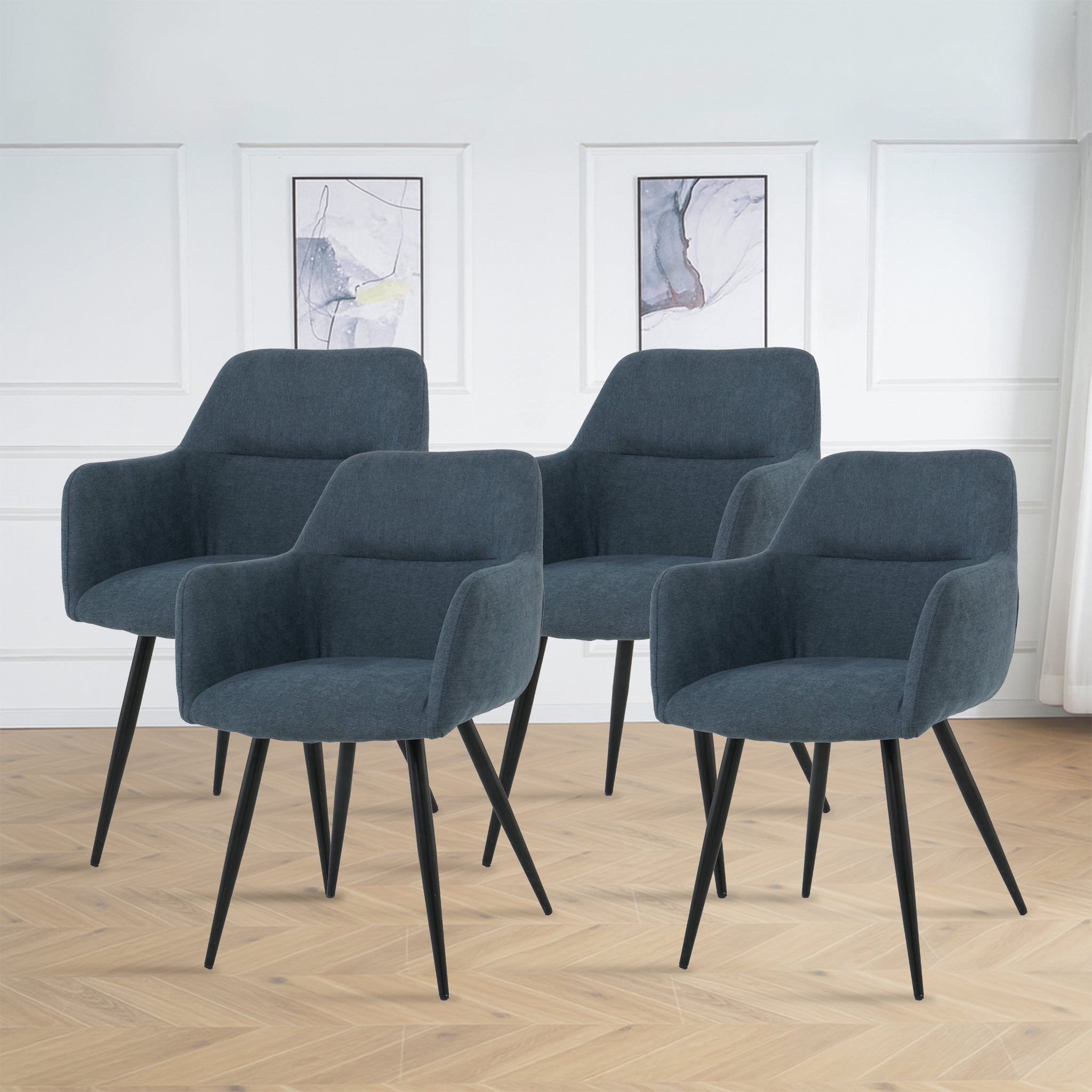 Lina® Nova Eetkamerstoel - Blauw - Set van 4
